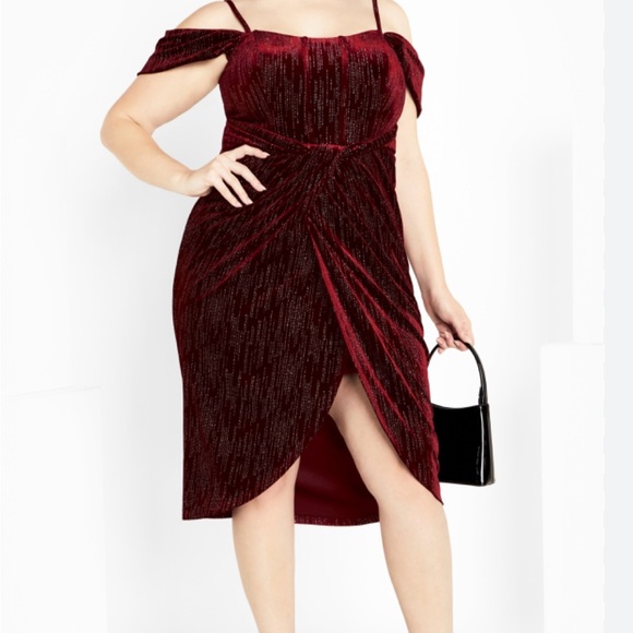 Stunning City Chic Jayla Dress -Berry size 18 NWT - Picture 3 of 10